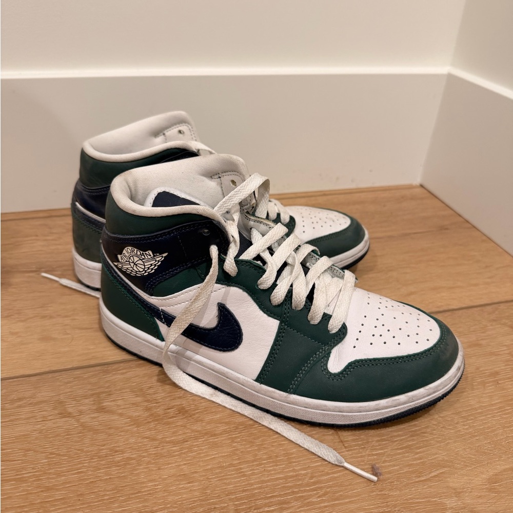 Nike Dark Green and White High-Top Sneakers